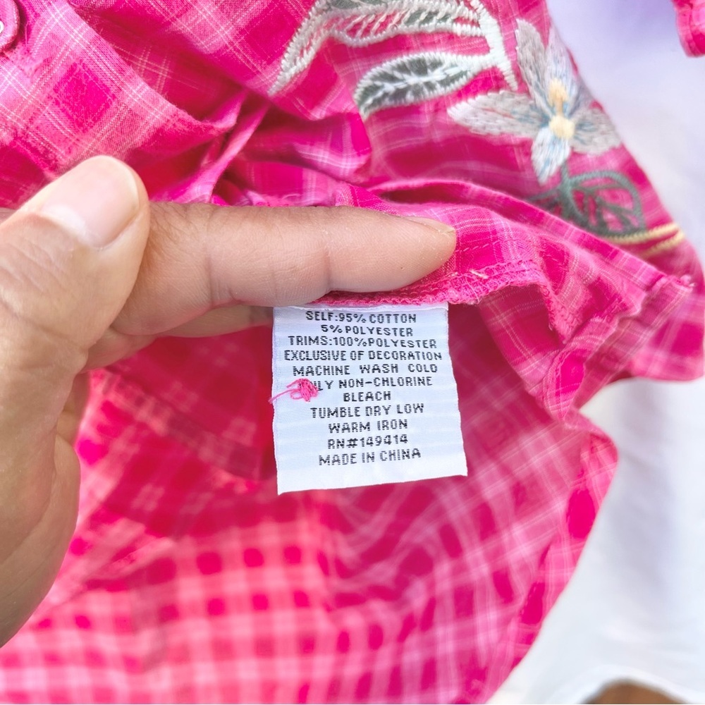 JOHNNY WAS | JORDAN LISBON SHIRT SMALL PINK EMBROIDERED PUFF SLEEVE BLOUSE - Picture 9 of 10